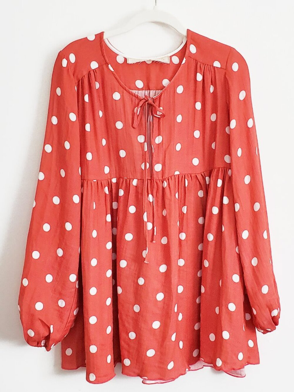 Jen's Pirate Booty Persimmon Polka Dot Cotton Gauze Top P/S NWT